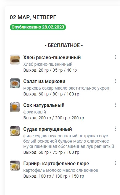 Меню 02.03.2023
