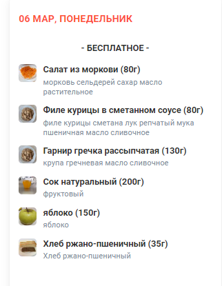 Меню 6.03.2023