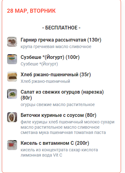Меню 28.03.2023