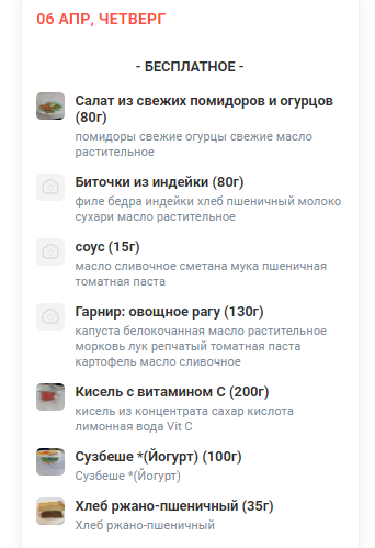 Меню 05.04.2023