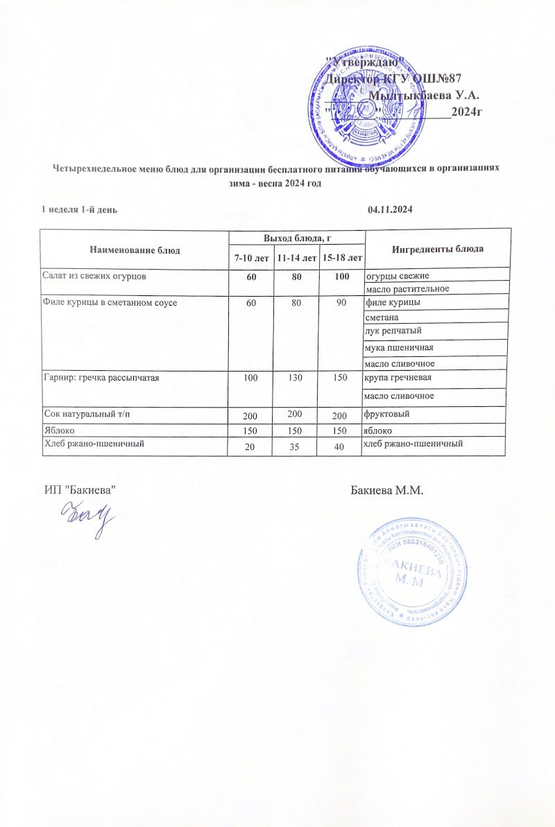 Ас мәзірі 04.11.2024