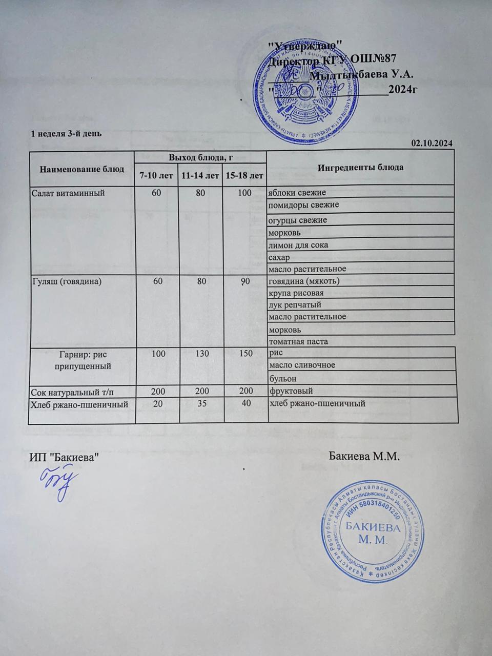 Ас мәзірі 02.10.2024