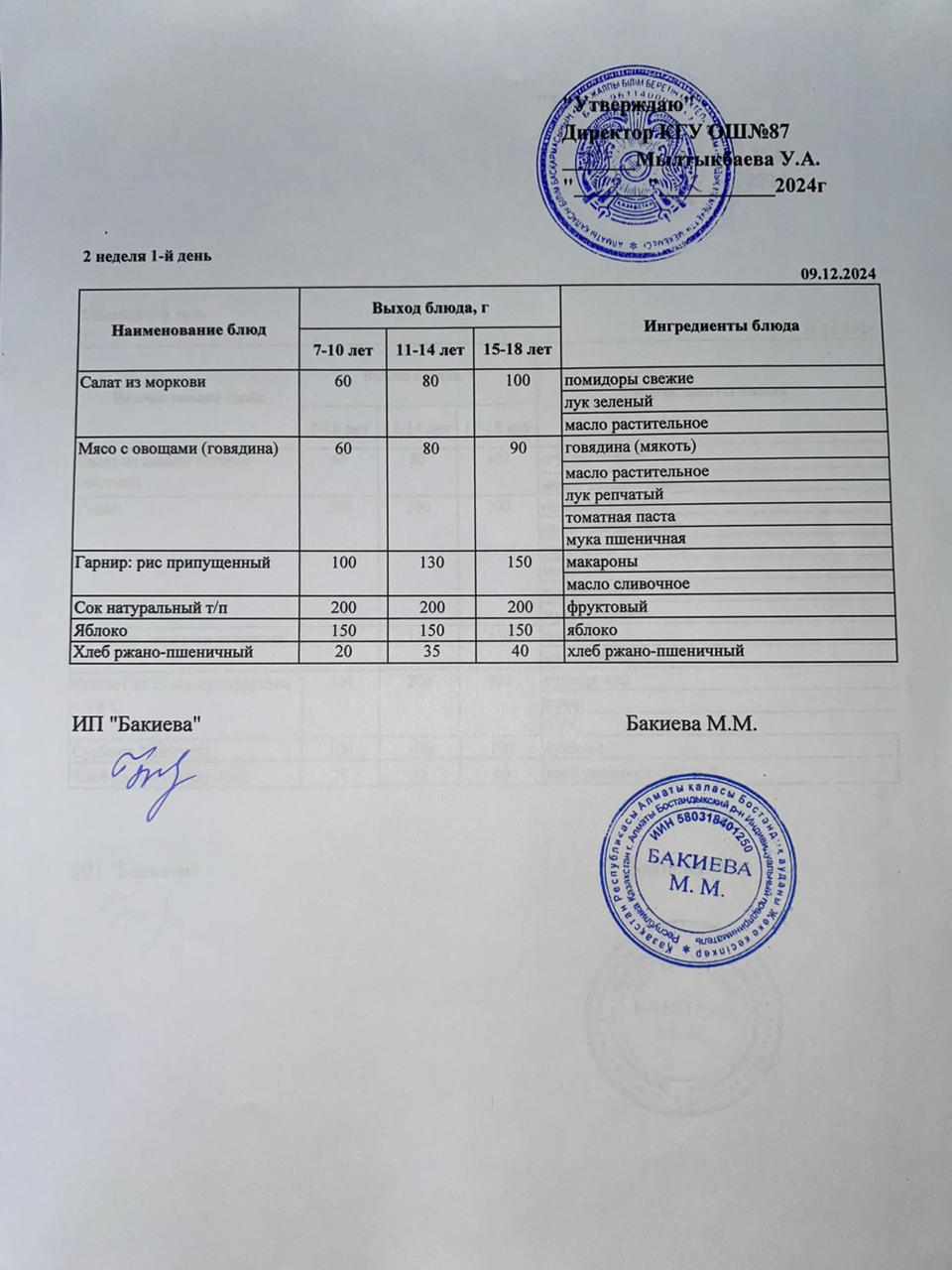 Ас мәзірі 09.12.2024