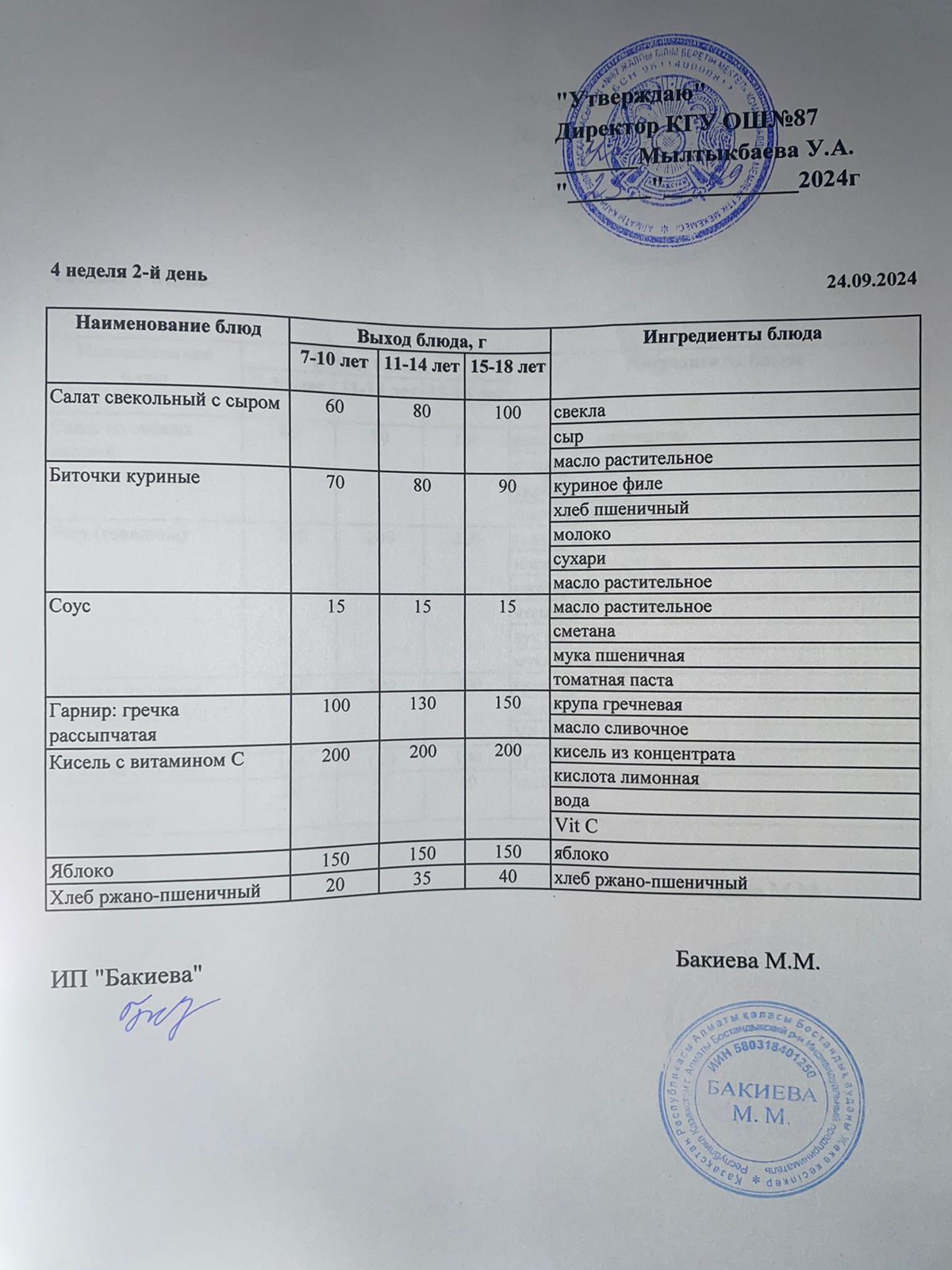 Ас мәзірі 24.09.2024