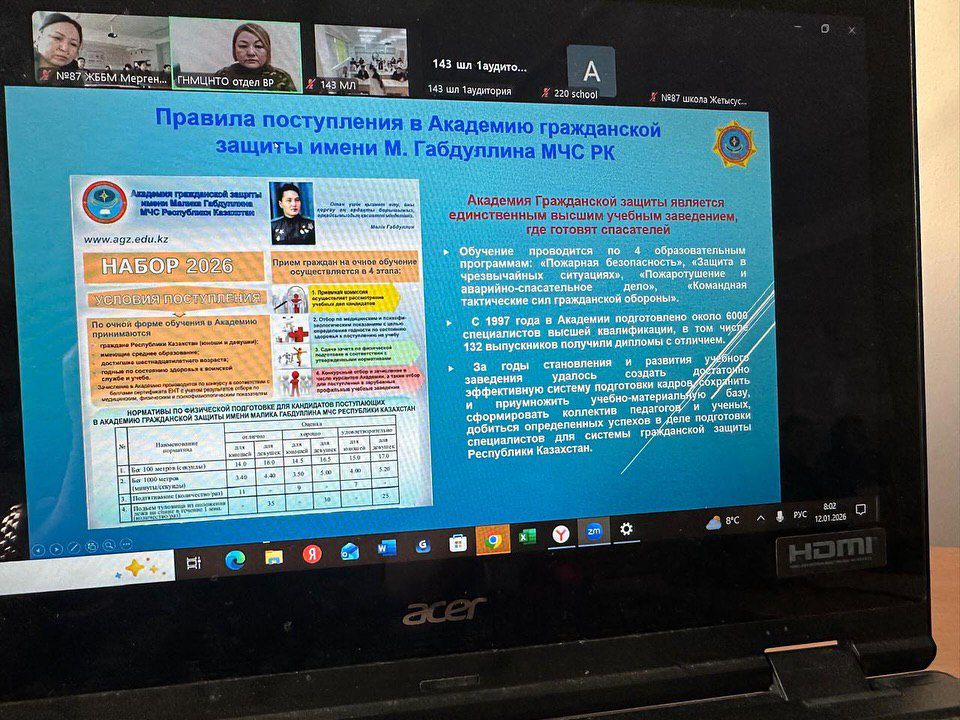 Қаңтар айының 12 жұлдызында  87 ЖББМ КММ-де “Көмек” бағдарламасы аясында онлайн -сабақ өткізілді!